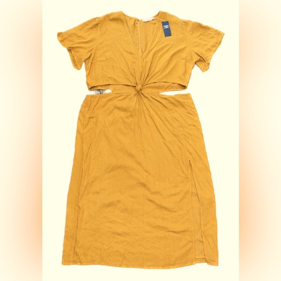 Orange/dark yellow Tall Abercrombie midi cutout dress - Picture 1 of 7